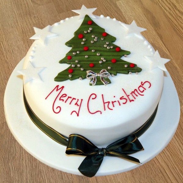One Kg Merry Christmas Theme Vanilla Fondant Cake
